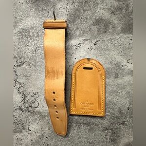 Louis Vuitton Tan Leather Strap and Tag